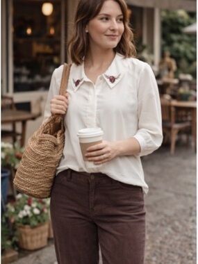 Vintage Northern Traditions / Embroidered Collar Blouse